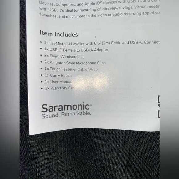 NEW- Saramonic-Lavalier Mic w/USB-C Output, 6.6' Cable/USB Adapter - Picture 12 of 16